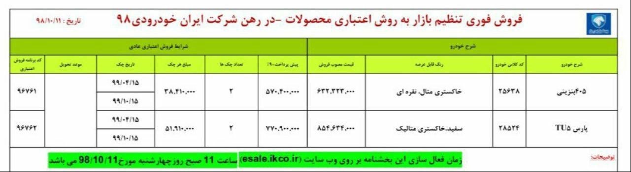 شرایط فروش ایران خودرو 11 دی ماه