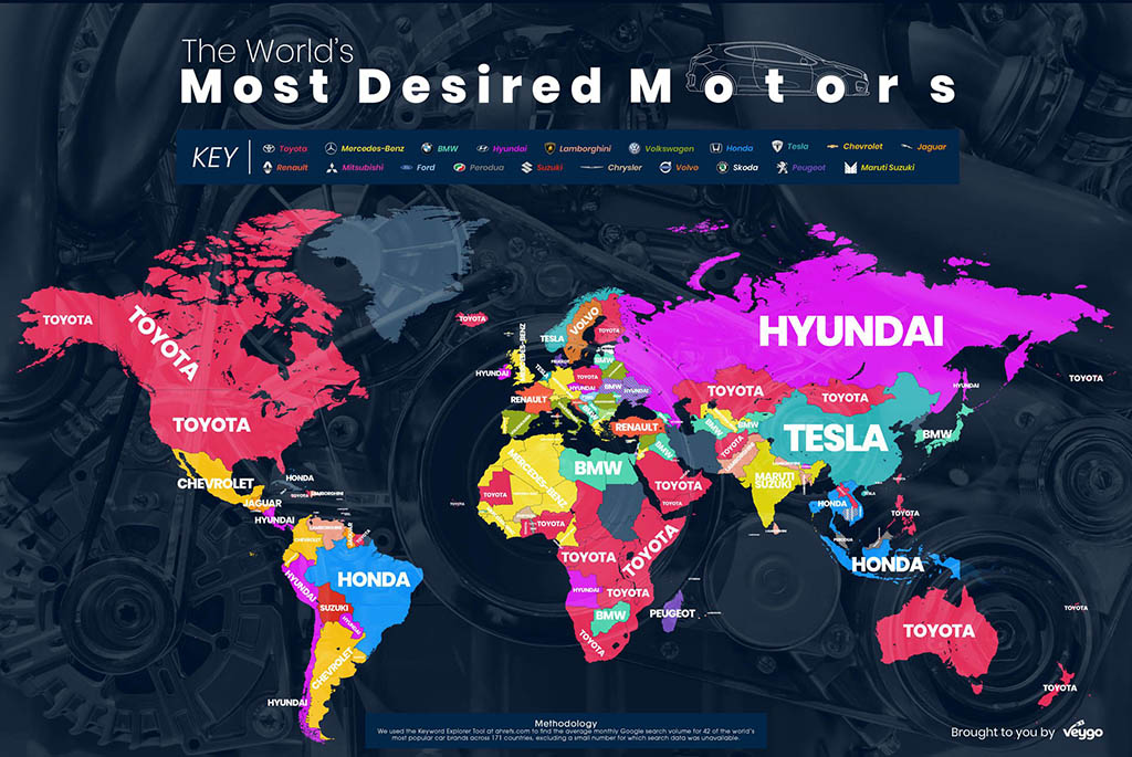 نقشه گوگلی ترین برند های خودرویی