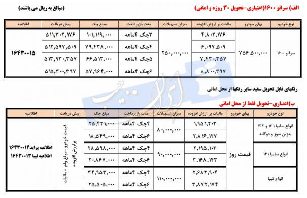 فروش اقساطی سراتو 1600