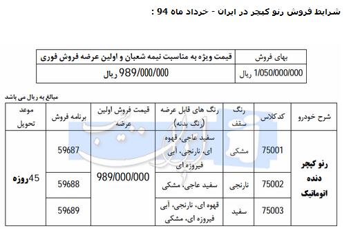 شرایط فروش رنو کپچر