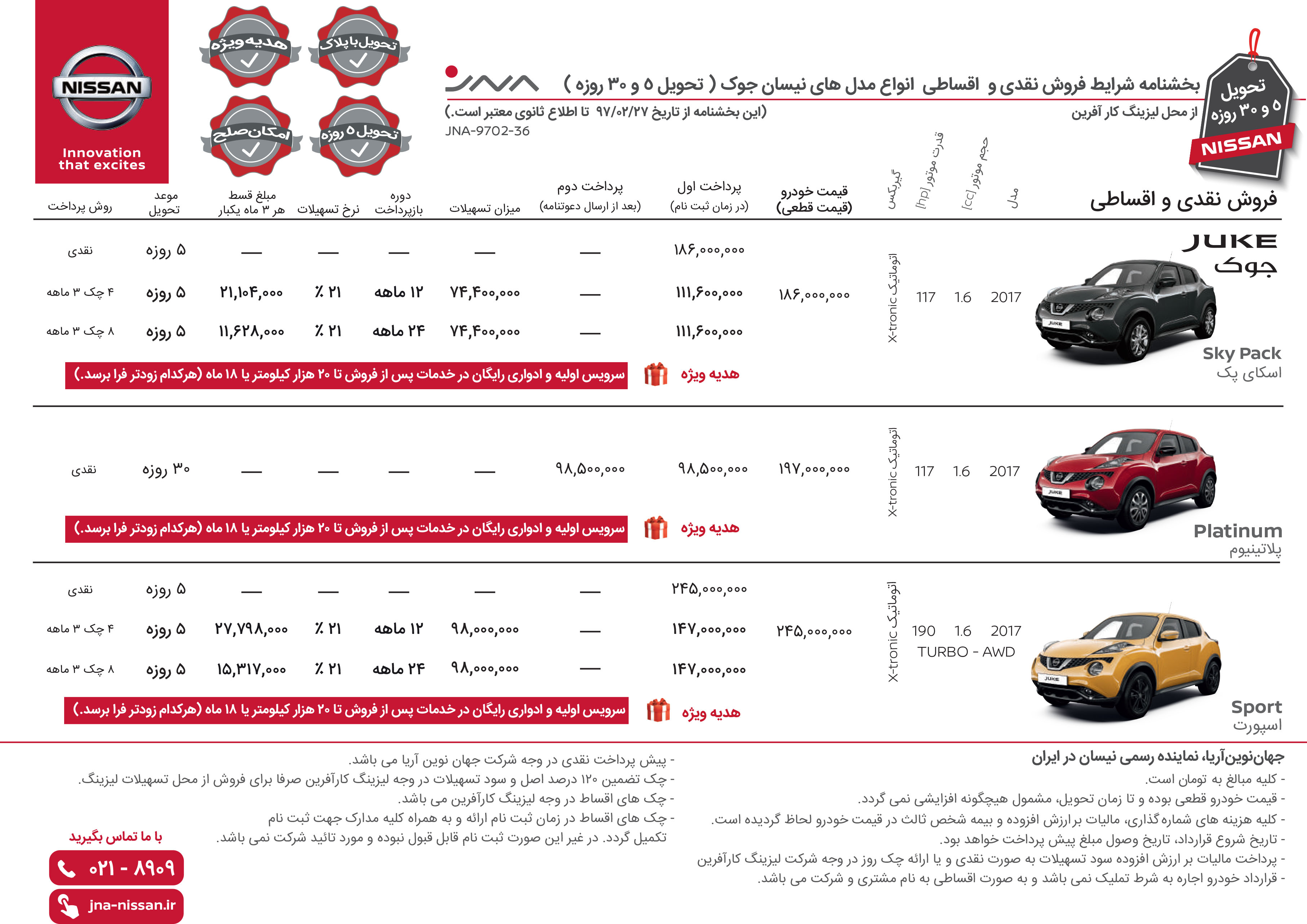 شرایط فروش نیسان جوک