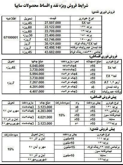 شرایط فروش اقساطی سایپا ویژه مرداد