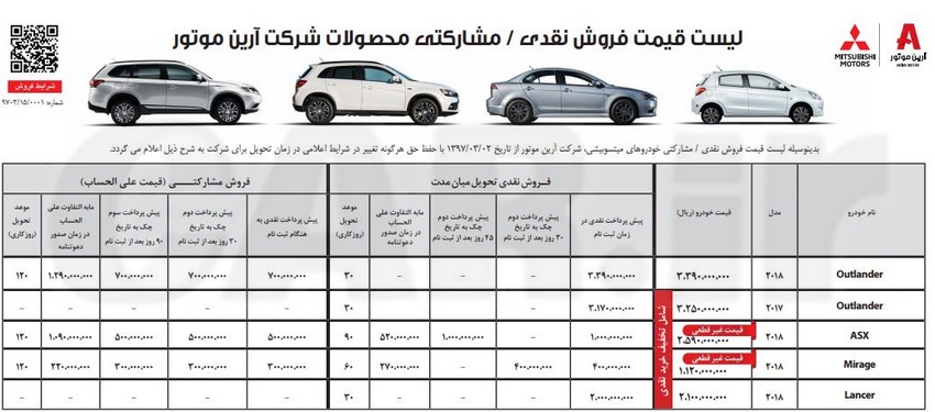 شرایط فروش میتسوبیشی خرداد 97