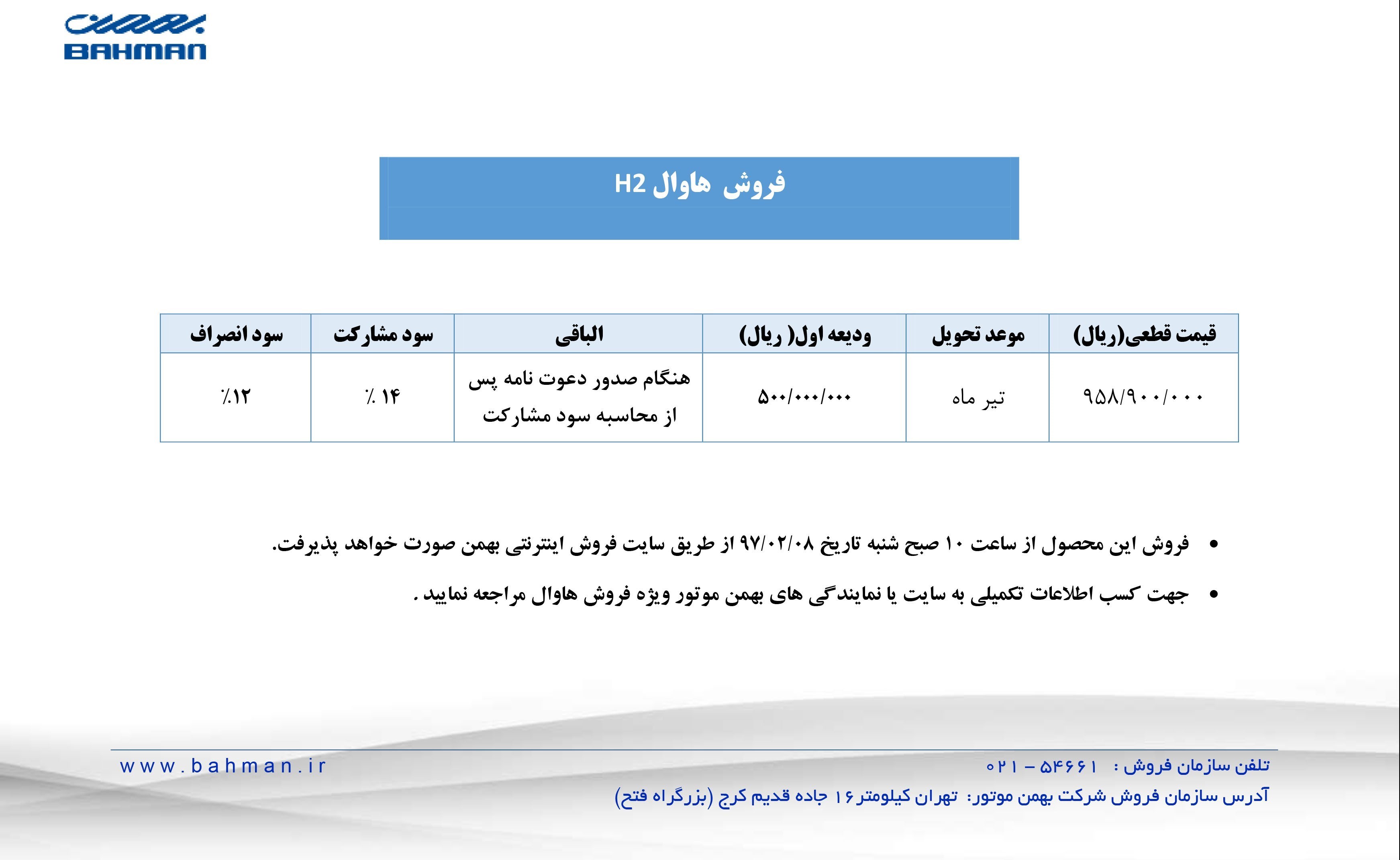 شرایط فروش هاوال H2