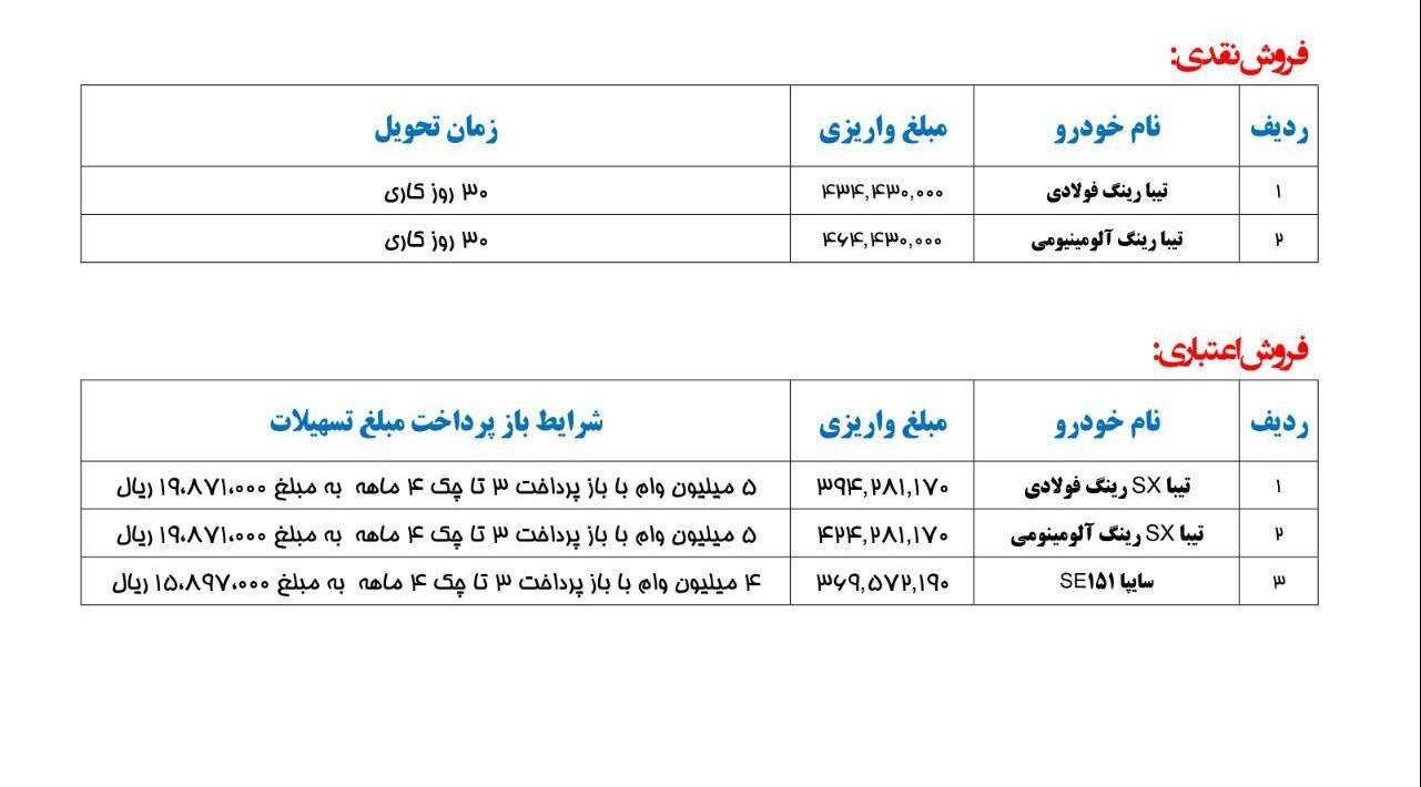 شرایط فروش سایپا ویژه 28 شهریور 98