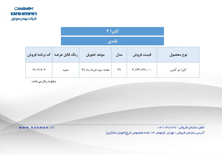 شرایط فروش کاپرا 2