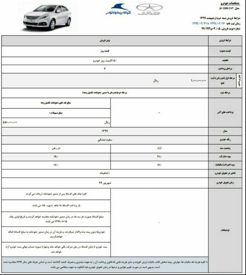 شرایط فروش جک J4 وِیژه نمیه دوم اردیبهشت