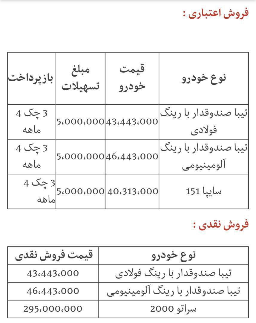 شرایط فروش سایپا 25 شهریور