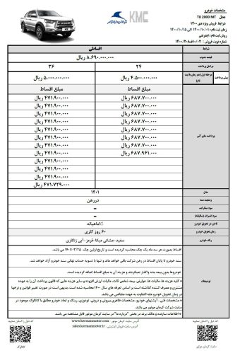 شرایط فروش جکKMC K7دی ماه 1400