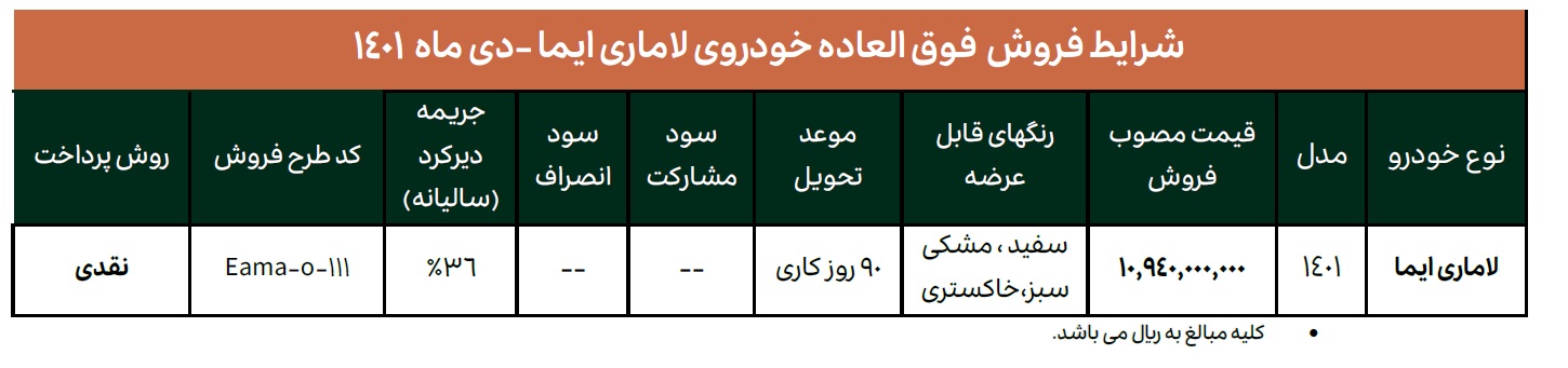 شرایط فروش لاماری