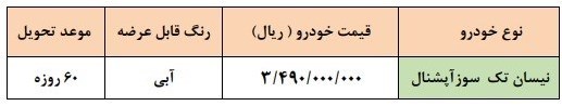 شرایط فروش نیسان