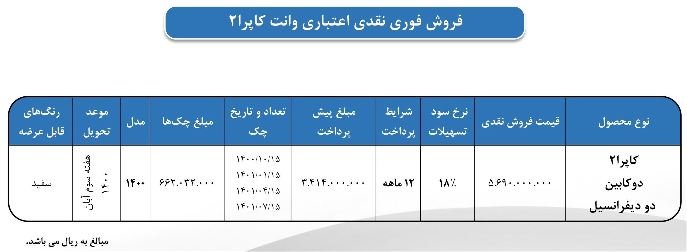 شرایط فروش وانت کاپرا و مزدا شهریور 1400