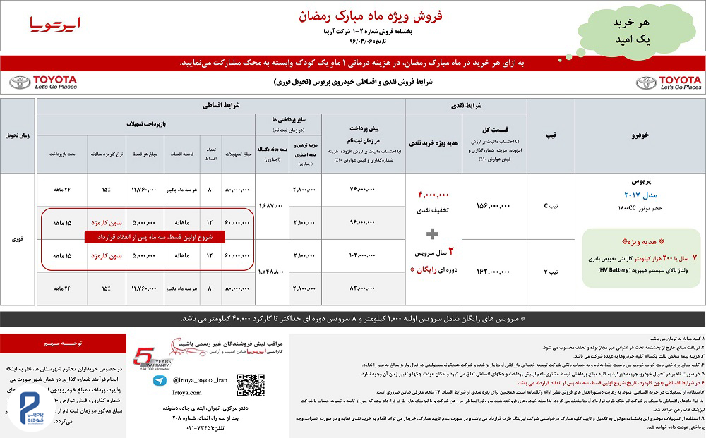 شرایط فروش اقساطی محصولات تویوتا