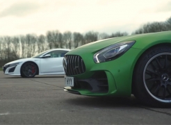 درگ ریس مرسدس بنز AMG GT R و هوندا اکورا NSX+فیلم